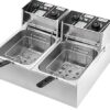 Friteuse électrique double compacts professionnelle, friteuse de frites de poulet en acier inoxydable avec pelle à panier