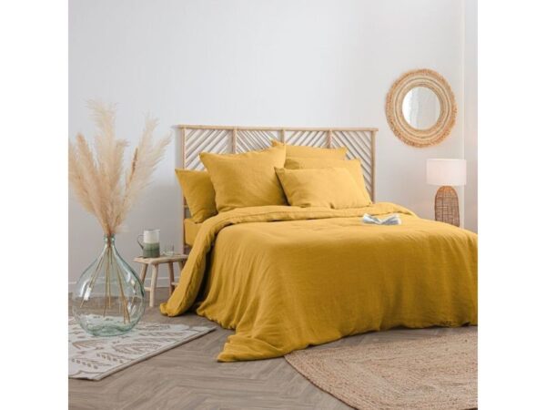 Housse de couette lin adorable 240x220cm jaune ocre
