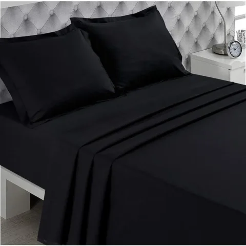 Drap Plat 180x290 cm - Coloris: Noir - 100% Coton
