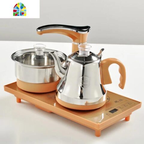 Ensemnle théière électronique, Plateau de service de table à thé avec chauffe-eau entièrement automatique