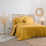 Housse de couette lin adorable 240x220cm jaune ocre
