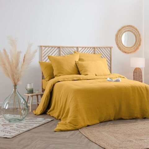 Housse de couette lin adorable 240x220cm jaune ocre