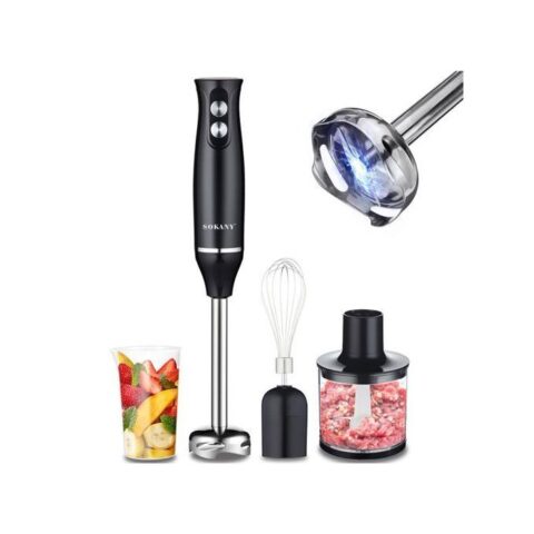Sokany mélangeur électrique 4en1, mixeur à 2 vitesses, batteur, broyeur de jus, hachoir
