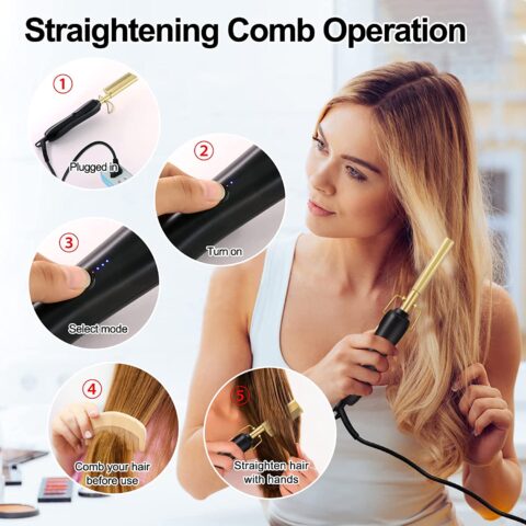 Lisseur cheveux bouclés - Peigne électrique chauffante